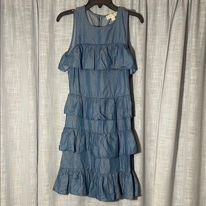 Michael Kors Light Blue Denim Dress with Ruffles